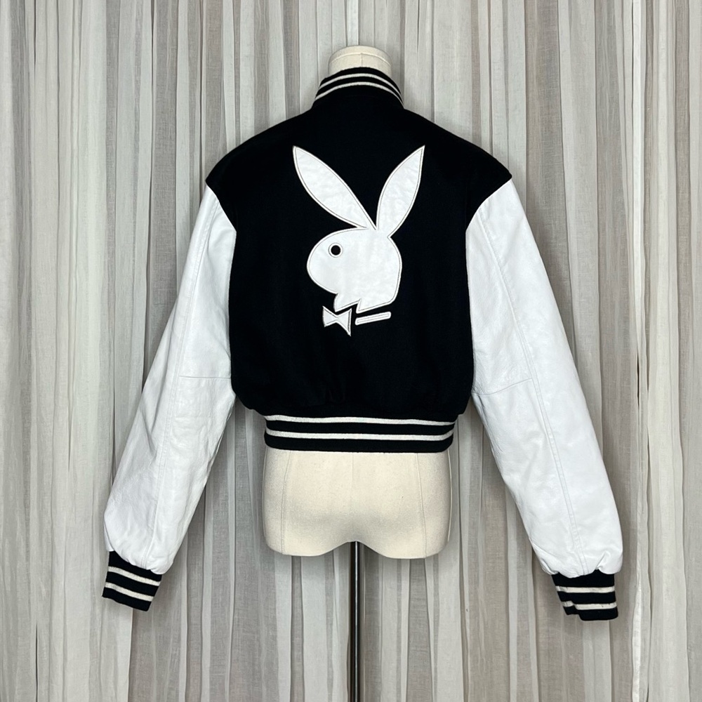 Y2K Playboy Black & White Reversible Varsity Jacket - Picture 5 of 11